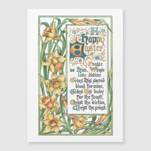 Vintage Happy Easter Ornate Text with Daffodils