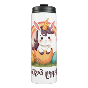 Vintage Happy Easter Unicorn Rainbow Egg Cute Kids Thermal Tumbler