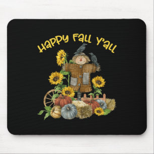 Vintage Happy Fall Y'all Scarecrow Thanksgiving Ha Mouse Mat
