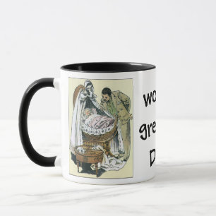 Vintage Happy Fathers Day, Victorian Baby Bassinet Mug