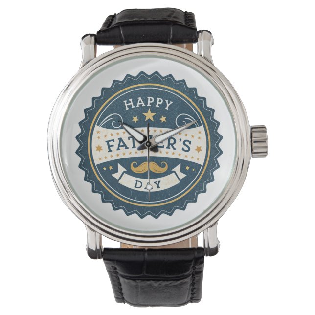 Vintage Happy Father's Day Watch – Classic Badge D (Front)