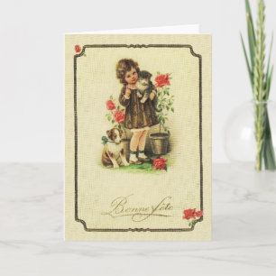 Vintage Happy French Birthday Card