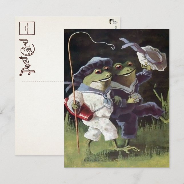 Vintage Happy Frogs Postcard  (Front/Back)