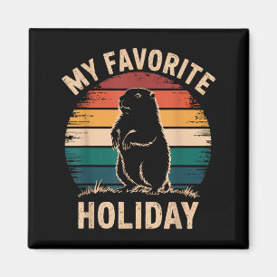 Vintage Happy Groundhog Day 2025 Funny Woodchuck G Magnet