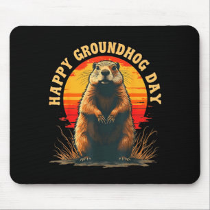 Vintage Happy Groundhog Day 2025 Funny Woodchuck S Mouse Mat