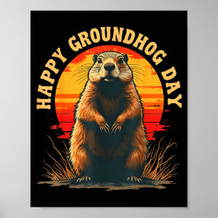 Vintage Happy Groundhog Day 2025 Funny Woodchuck S Poster