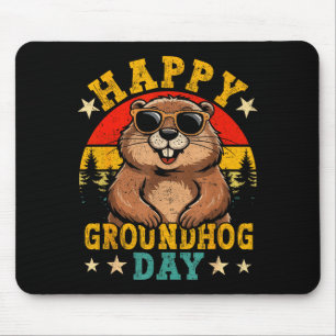 Vintage Happy Groundhog Day Animal Lover Men Women Mouse Mat