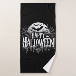 Vintage happy Halloween art Bath Towel