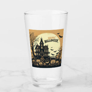 Vintage happy Halloween art Glass