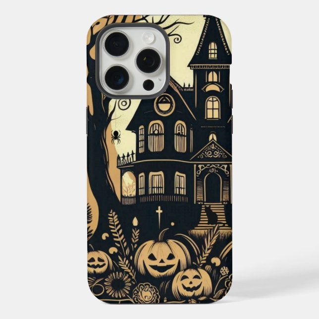 Vintage happy Halloween art iPhone Case (Back)