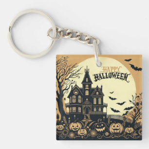 Vintage happy Halloween art Key Ring