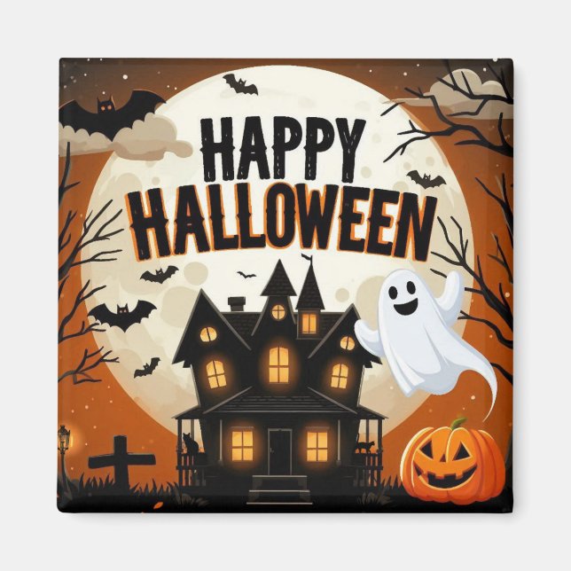 Vintage happy Halloween art Magnet (Front)