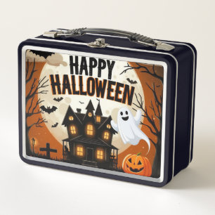 Vintage happy Halloween art Metal Lunch Box