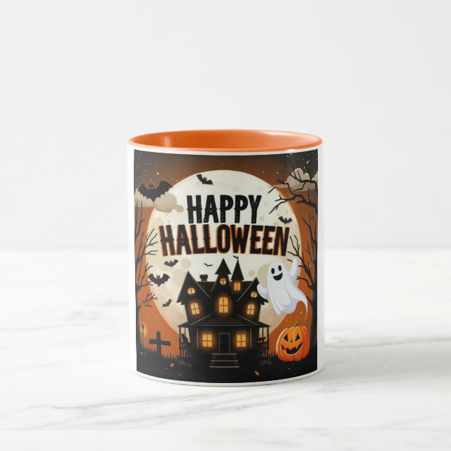 Vintage happy Halloween art Mug (Center)