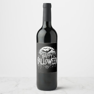 Vintage happy Halloween art Wine Label