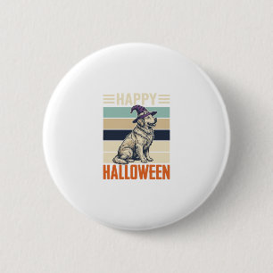 Vintage Happy Halloween Dog Witch Hat Shirt Design 6 Cm Round Badge