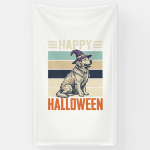 Vintage Happy Halloween Dog Witch Hat Shirt Design Banner