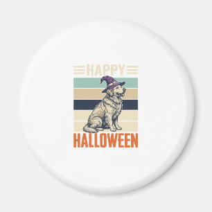 Vintage Happy Halloween Dog Witch Hat Shirt Design Magnet