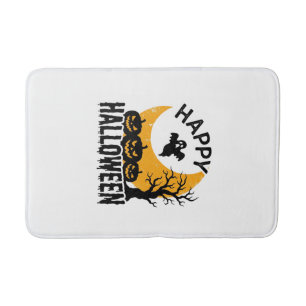 Vintage Happy Halloween Ghost Pumpkin Shirt Design Bath Mat