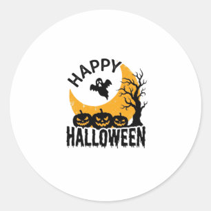 Vintage Happy Halloween Ghost Pumpkin Shirt Design Classic Round Sticker