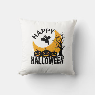 Vintage Happy Halloween Ghost Pumpkin Shirt Design Cushion