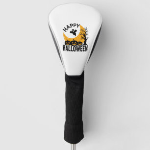 Vintage Happy Halloween Ghost Pumpkin Shirt Design Golf Head Cover