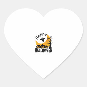 Vintage Happy Halloween Ghost Pumpkin Shirt Design Heart Sticker