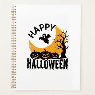 Vintage Happy Halloween Ghost Pumpkin Shirt Design Planner