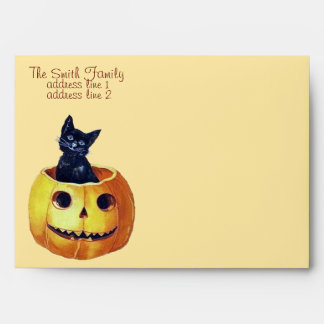 Vintage Happy Halloween Kitty Envelopes