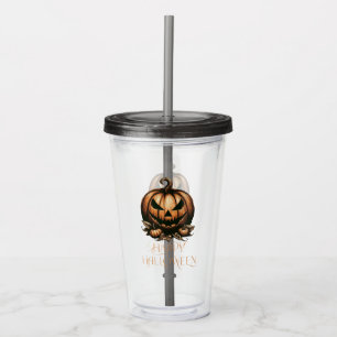 Vintage happy Halloween pumpkin Acrylic Tumbler