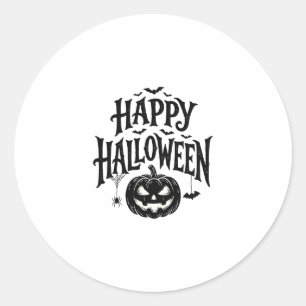 Vintage Happy Halloween Pumpkin Bat Shirt Design_1 Classic Round Sticker