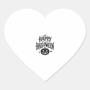 Vintage Happy Halloween Pumpkin Bat Shirt Design_1 Heart Sticker