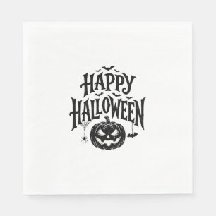 Vintage Happy Halloween Pumpkin Bat Shirt Design_1 Napkin
