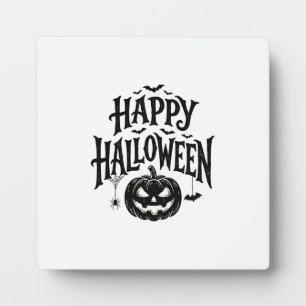 Vintage Happy Halloween Pumpkin Bat Shirt Design_1 Plaque