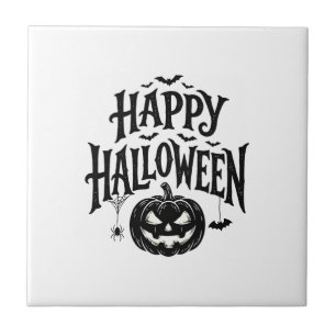 Vintage Happy Halloween Pumpkin Bat Shirt Design_1 Tile