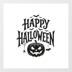 Vintage Happy Halloween Pumpkin Bat Shirt Design_1 Window Cling