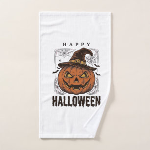 Vintage Happy Halloween Pumpkin Engraving Design_1 Hand Towel