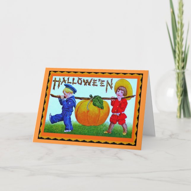 Vintage Happy Halloween Pumpkin - Halloween Card (Front)