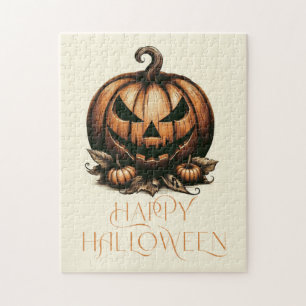 Vintage happy Halloween pumpkin Jigsaw Puzzle
