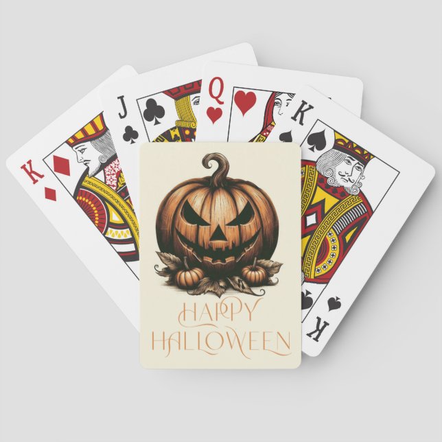 Vintage happy Halloween pumpkin Playing Cards (Back)