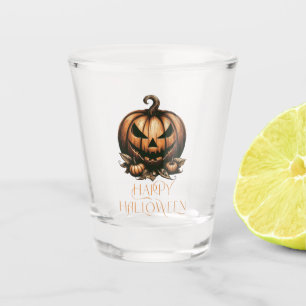 Vintage happy Halloween pumpkin Shot Glass