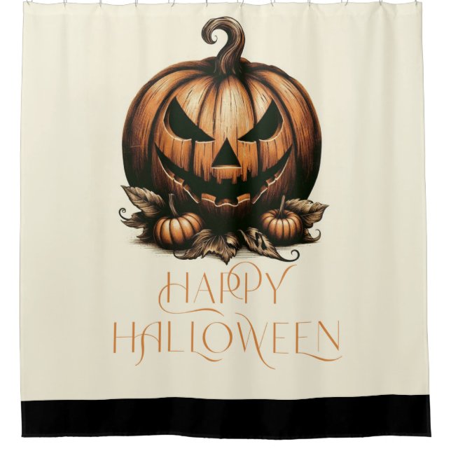 Vintage happy Halloween pumpkin Shower Curtain (Front)