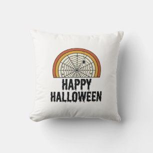 Vintage Happy Halloween Spider Web Vector Design_1 Cushion