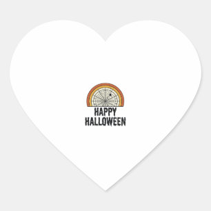 Vintage Happy Halloween Spider Web Vector Design_1 Heart Sticker