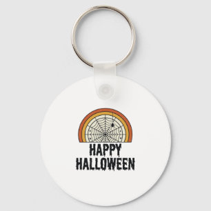 Vintage Happy Halloween Spider Web Vector Design_1 Key Ring