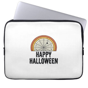 Vintage Happy Halloween Spider Web Vector Design_1 Laptop Sleeve