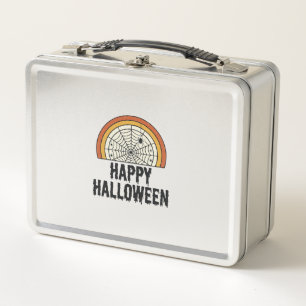 Vintage Happy Halloween Spider Web Vector Design_1 Metal Lunch Box
