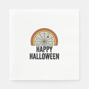 Vintage Happy Halloween Spider Web Vector Design_1 Napkin