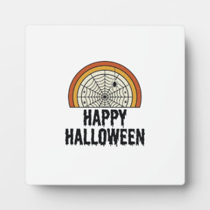 Vintage Happy Halloween Spider Web Vector Design_1 Plaque
