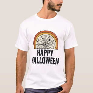 Vintage Happy Halloween Spider Web Vector Design_1 T-Shirt